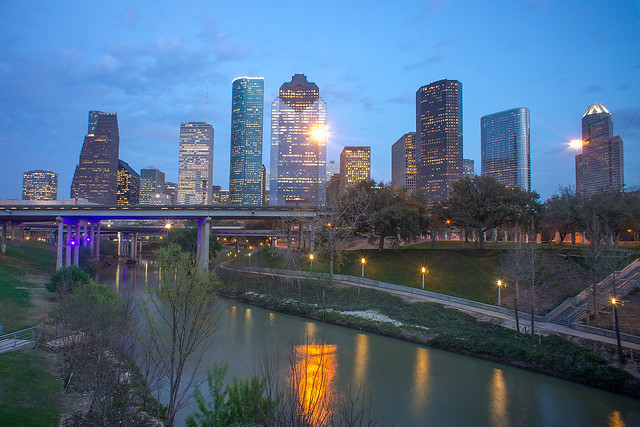 Houston Skyline and Buffalo Bayou HDR