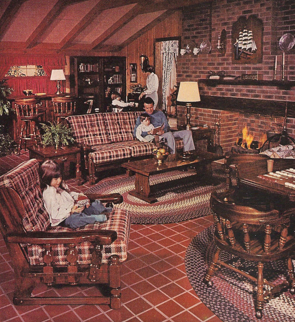 1977 SEARS Open Hearth Family Room Furniture Magazine Ad