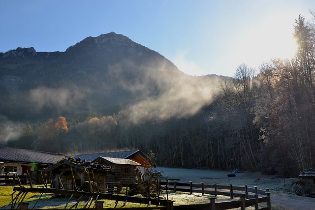 Early morning in November just above the village of Königssee