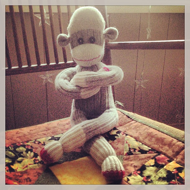 Jan 19 - doll {Mr. Sock Monkey; my trusty sidekick; made by my daughter} #photoaday