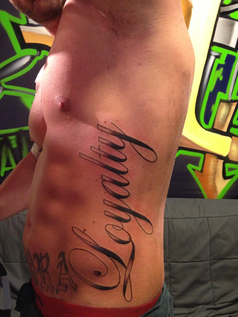 Loyalty Script Rib Tattoo by Wes Fortier … | Flickr