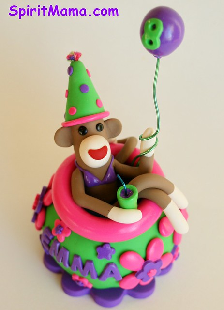Sock Monkey Pool Party Cake Topper