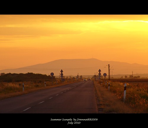 road sunset sky orange mountain landscape evening countryside path eger fields hungrary