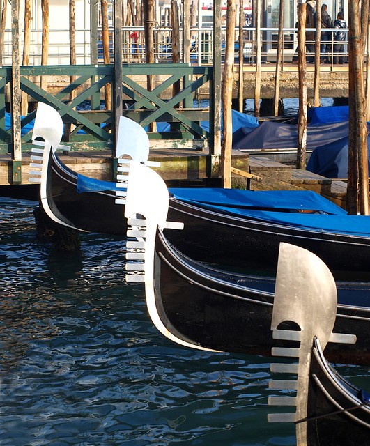 Gondola Prows at Moorings - Venice Italy