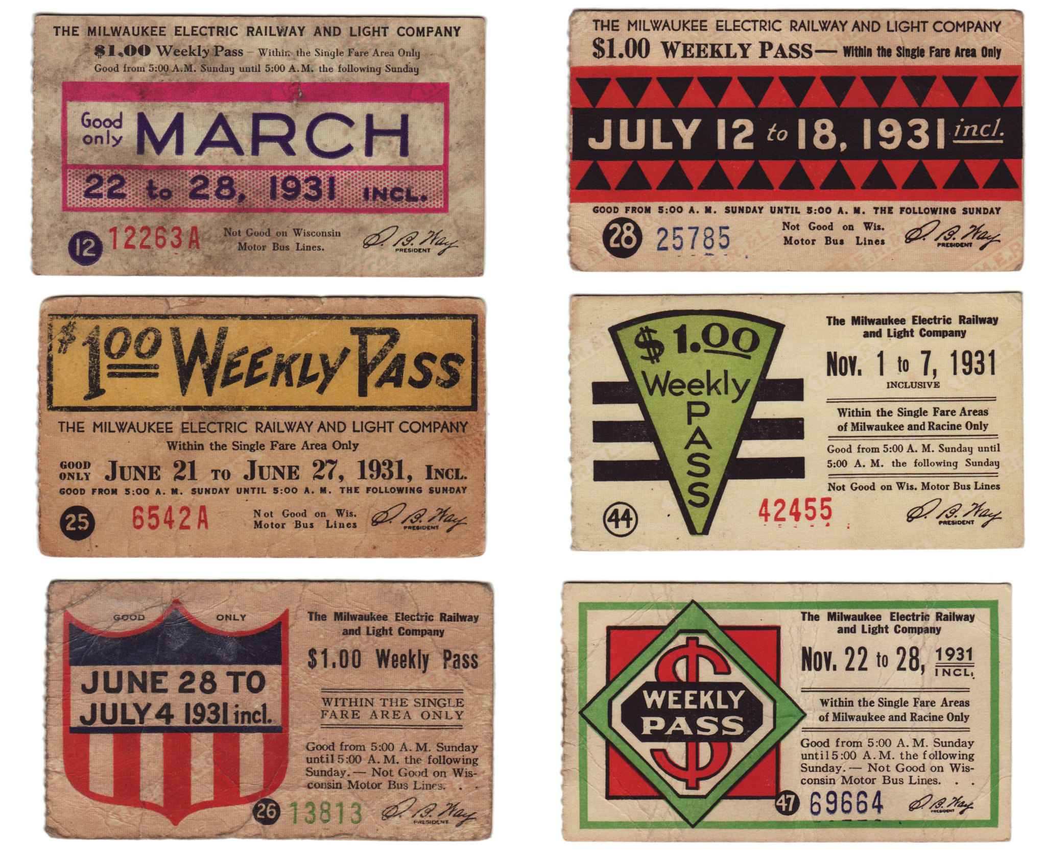 Milwaukee Bus Passes. 1931