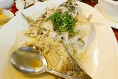 What's left of the steamed grouper in garlic sauce