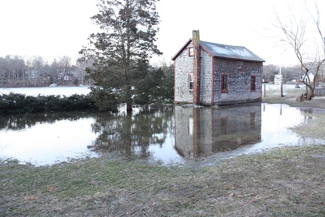 The Shed is surrounded with water