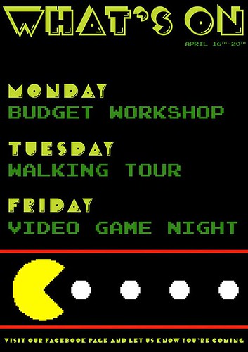 Here are the social events for this week! We've planned a Budget Workshop that will help you save money in Dublin, a Walking Tour, and a Video Game Night this Friday!