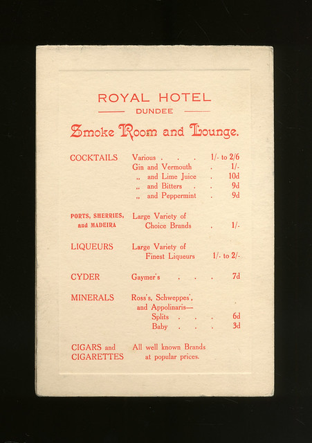 Royal Hotel - Drinks Menu