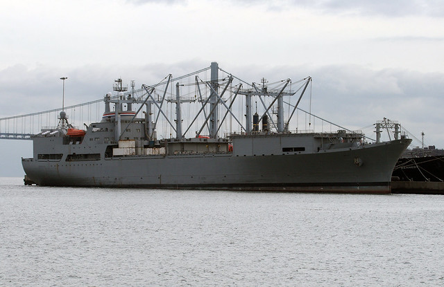 SS Wright (T-AVB-3), Aviation Logistics Support (Roll-on/Roll-off) Container Ship, MARAD Ready Reserve Force (RRF), MSC PM-5 Sealift Program Office, Logistics Prepositioning Force, seen here in Staten Island, New York, USA, 2012