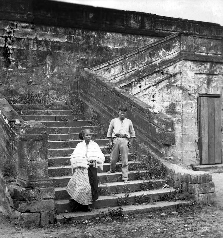 Grand stairway of the Almacenes Curtain Wall along Maestranza, Intramuros, Manila, Philippines late 19th or early 20th Century