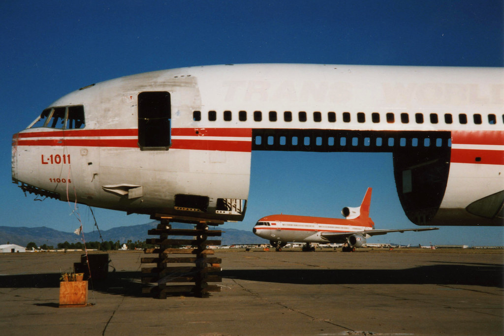 D-AERP (ex LTU) & N11004 (ex TWA) Lockheed L1011 Tristar @ Tucson 14-Oct-1998 by Johan Hetebrij