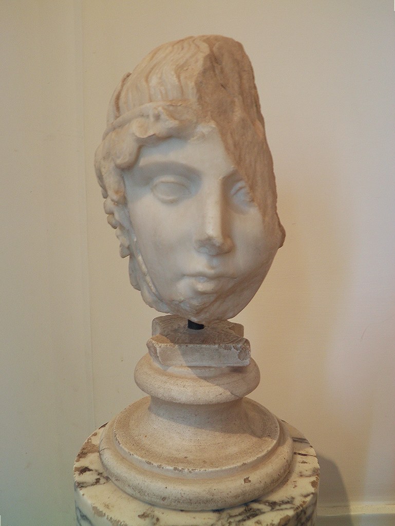 Head of Apollo of the Leptis Ostia type, Roman copy after a Greek original from the middle 5th century BC, from the Domus Augustana, Palatine Museum, Rome