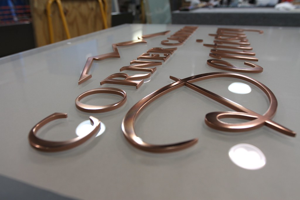 Copper Lettering on Frosted Glass