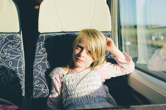 listening. train travel, leaving on a summer holiday