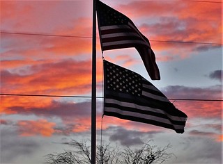 92516-01, Flags At Sunset