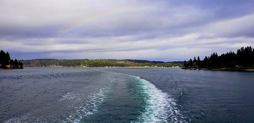 rainbow pugetsound ferryboat wake galaxys9 sunset cloudsstormssunsetssunrises