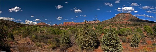 blue red arizona sky color rock clouds creek oak pano sedona az panoramic onone