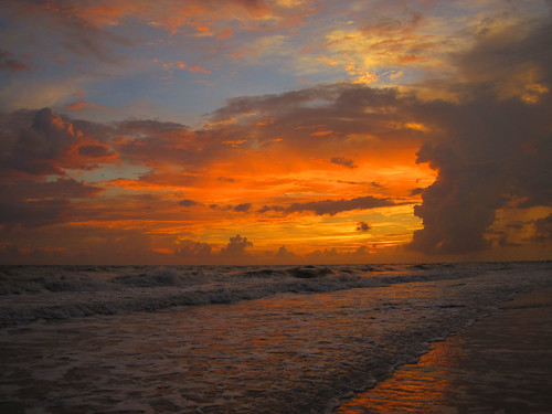ocean sunset clouds evening sand surf day florida cloudy sanibel