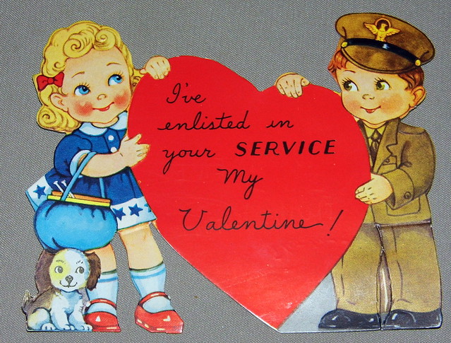Vintage Valentine Card With A Solidier And His Valentine, 