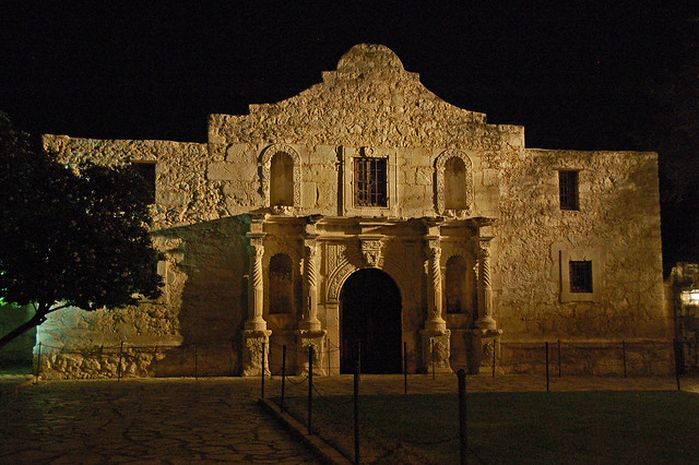 The Alamo at night, San Antonio Texas