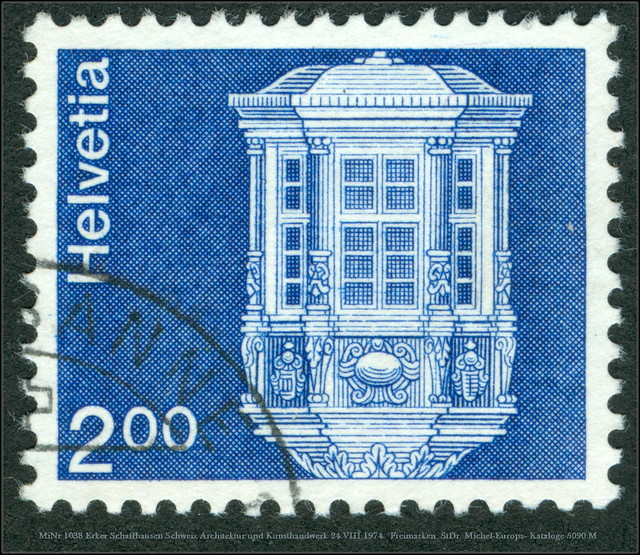 iNr 1038 Erker Schaffhausen Schweiz Architektur und Kunsthandwerk 24.VIII.1974.  Freimarken. StDr. Michel-Europa- Kataloge 5090 M
