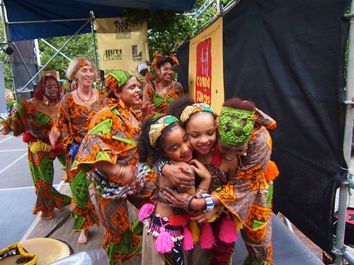 N'Fungola Sibo African Dance coming offstage at Congo Square New World Rhythms Festival 2013. Photo by Melanie Merz.