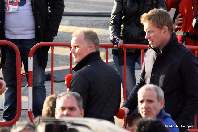 Johnny Herbert and Simon Lazenby of Sky F1 at Winter Testing, March 2013