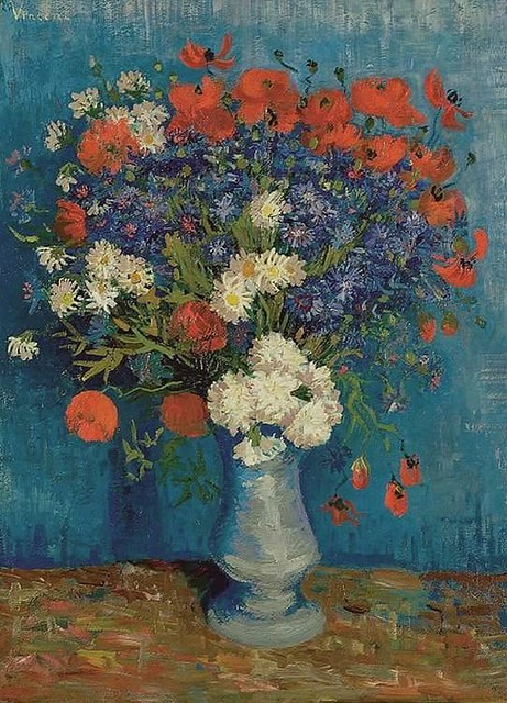 Vincent van Gogh - Vase With Cornflowers And Poppies, 1887 For more paintings of the author, visit here: http://worldart.site/vincent-van-gogh-1853-1890-part-i/ #worldart #painting #art #artist #gallery #oilpainting #watercolor #visualart