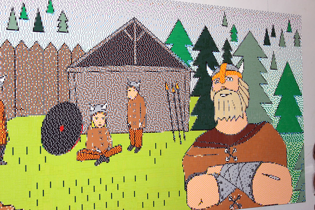 LEGO viking village tile mosaic