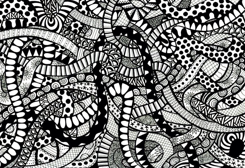 Snaking zentangle Doodle | Fineliner abstract zentangle dood… | Flickr