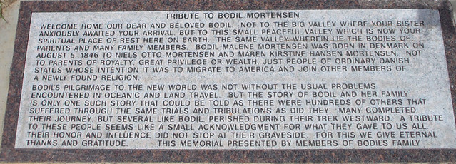 Tribute to Bodil Mortenson, Parowan Utah