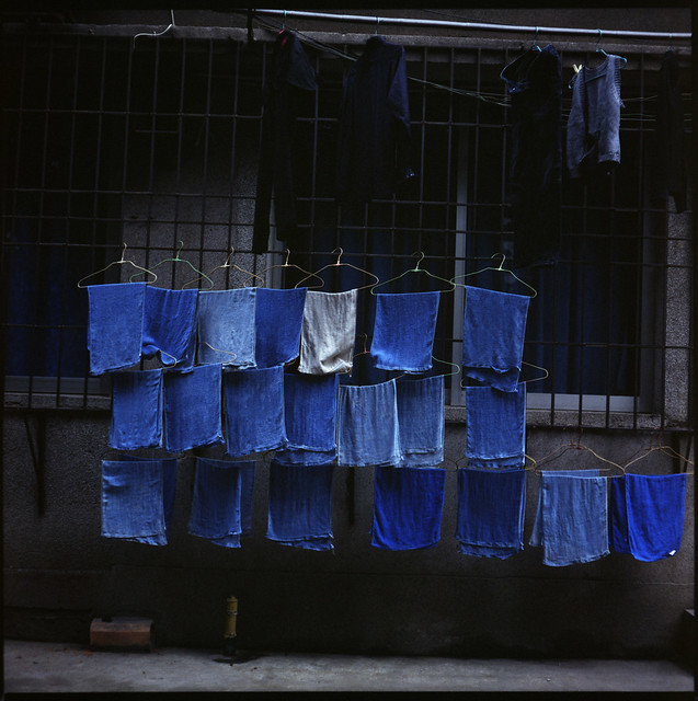 blue rack of rags