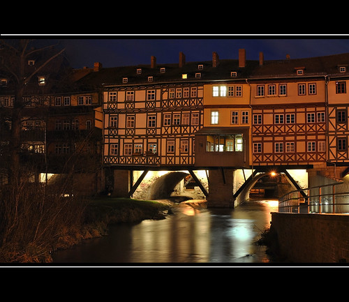 bridge night nacht erfurt krämerbrücke