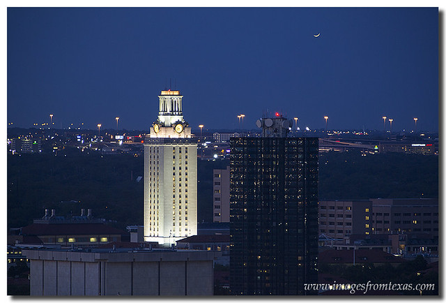 University of Texas Tower taken from the Downtown Austin Skyline