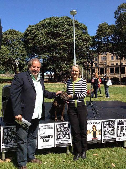 Lee Rhiannon and Chris Harris at Oscar's Law rally September 2012