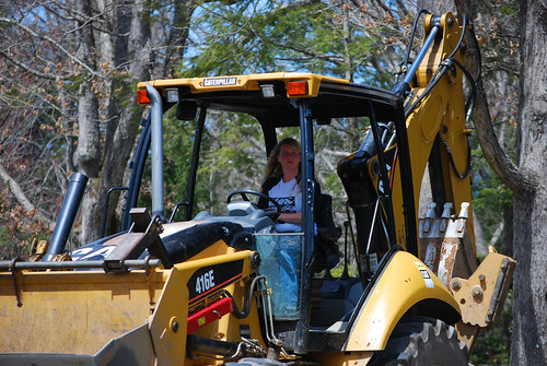 Driving the backhoe