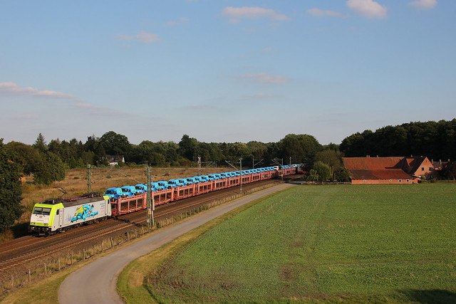 ITL/Captrain 185 578 mit einem Autozug in Langwedel Richtung Bremen