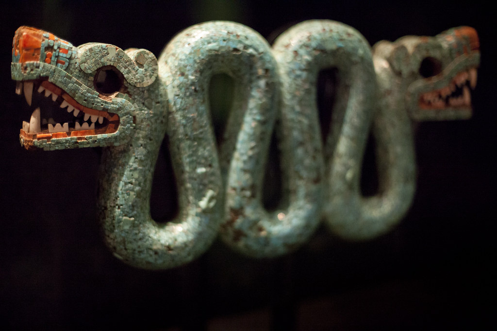 Turquoise mosaic of a double-headed serpent | British Muse… | Flickr