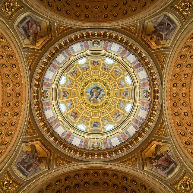 Hungary - Budapest - St Stephens Basilica ceiling sq