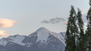 Peak in Zanskar Range lit by setting sun
