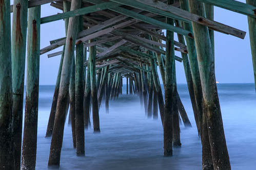 Oceana by jmm_photos, Long exposure shot before sunrise at the Oceana pier in Atlantic Beach, NC.ocean longexposure blue d