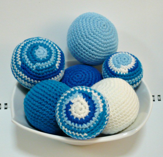 Vase or Bowl Fillers - Set of Seven Crocheted Balls