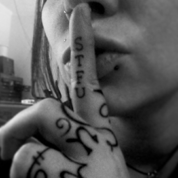 shhh...#lips #fingers #tattoo #tattooedlady #tattoos #stfu… | Flickr