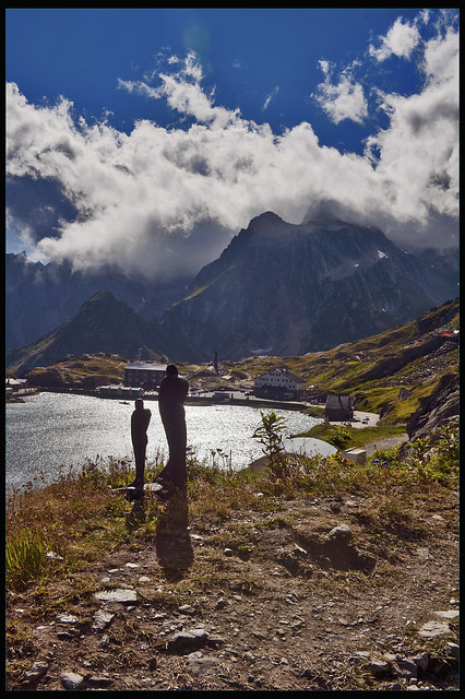 A cloudy wethear mode, taken in the Great Saint Bernard Pass . Mont Forchon is in the storm  . No. 2206.