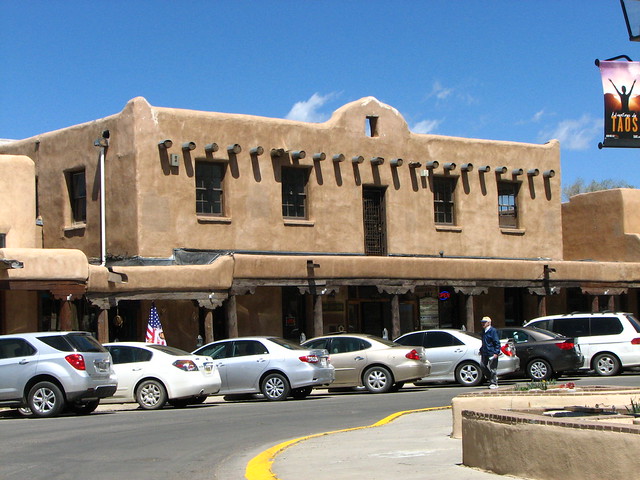 Pueblo-style building in Taos plaza