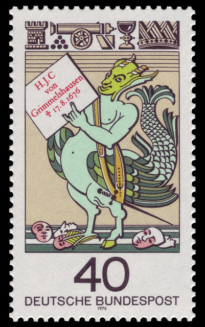 Postage stamp in memory of the 300th return of Grimmelshausen's death