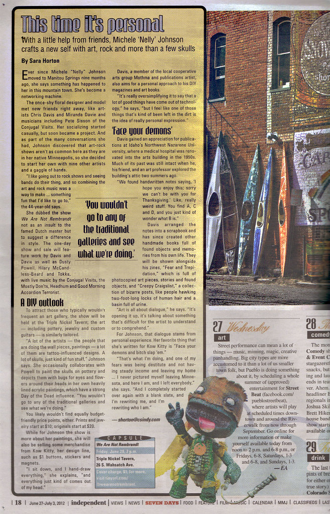 Colorado Springs Independent :: June 27,2012 pg.18 "SEVEN DAYS TO LIVE" ; 'WE ARE NOT REMBRANDT' art show (( 2012 )) by tOkKa