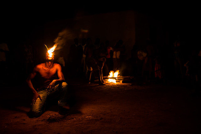 The fire ceremony vudu, sokode, togo