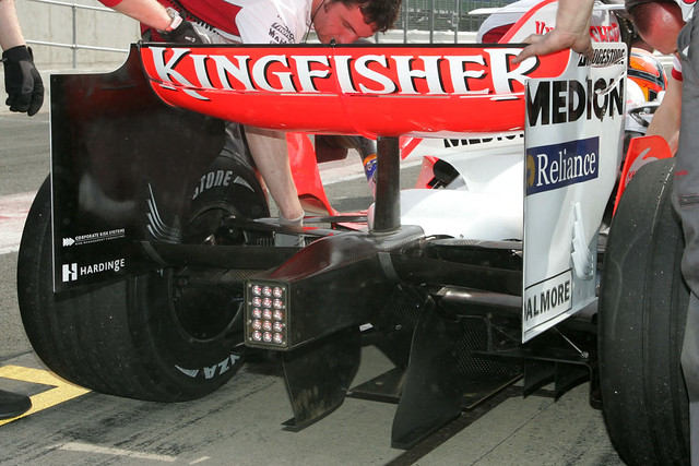 CRS logo on the rear wing end plates of the Force India F1 car